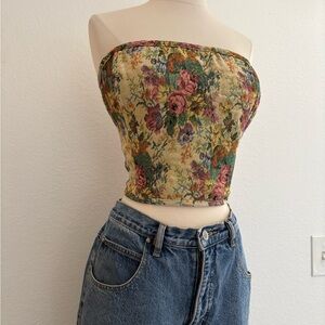 Multicolor Floral Corset Crop Top